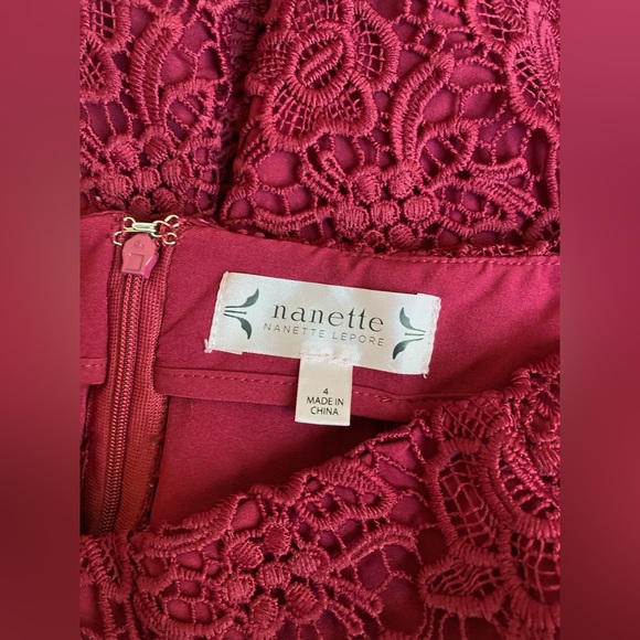 Nanette Lepore Size 4 Red/Crimson Lace Fit and Flare Skirt - Picture 2 of 2